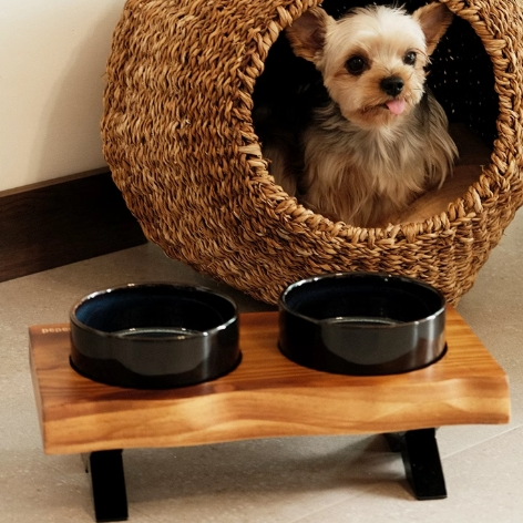 Anti-knockover ceramic bowl for cats and dogs